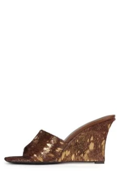 CAPITAL-F -Jeffrey Campbell Store capital f heeled sandal yyh brown gold spot 6 291563