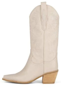 DAGGET -Jeffrey Campbell Store dagget mid calf boot st ice natural stack 65 979251