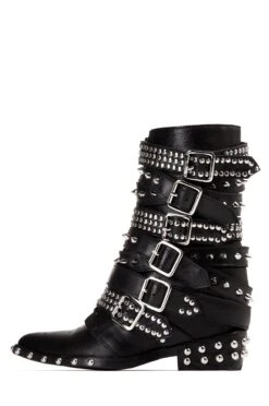 DRACO-STUD -Jeffrey Campbell Store draco stud mid calf boot rb black silver 5 612085