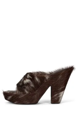 ENRICHED-F -Jeffrey Campbell Store enriched f platform sandal yyh brown white long hair 6 273478