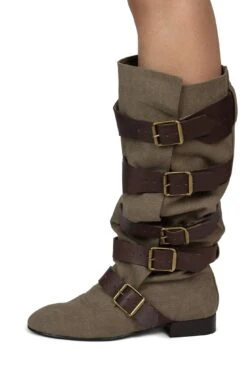 FASTENED -Jeffrey Campbell Store fastened knee high boot yyh olive fabric brown 6 405216
