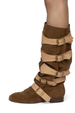 FASTENED -Jeffrey Campbell Store fastened knee high boot yyh tan suede beige 6 300456