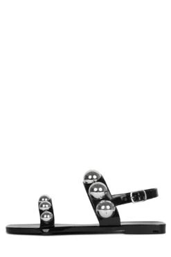 GUM-DROP -Jeffrey Campbell Store gum drop flat sandal cj black silver 6 782890