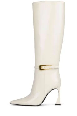 IDENTITY -Jeffrey Campbell Store identity knee high boot st beige crinkle patent 6 595636