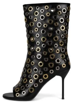 LOOPHOLE -Jeffrey Campbell Store loophole heeled boot yyh black silver gold 6 535960
