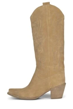 RANCHER-K -Jeffrey Campbell Store rancher k knee high boot st beige suede natural stack 6 652115