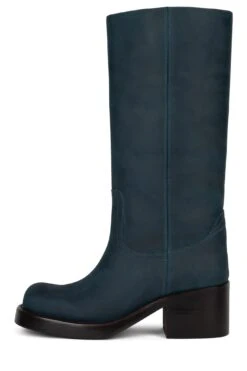 REFLECT -Jeffrey Campbell Store reflect knee high boot yyh teal ch brown stack 6 425693