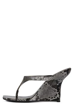 ROMEE -Jeffrey Campbell Store romee wedge sandal st grey black python 6 139777