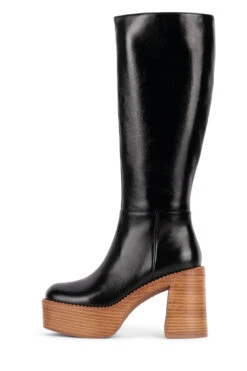 THE-BAND -Jeffrey Campbell Store the band knee high boot dv black natural stack 6 752416