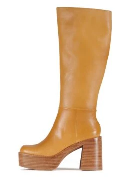 THE-BAND -Jeffrey Campbell Store the band knee high boot dv natural natural stack 6 819661