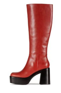 THE-BAND -Jeffrey Campbell Store the band knee high boot dv red brown stack 6 662362