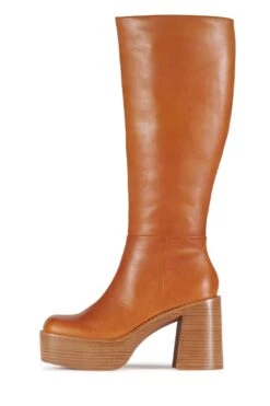 THE-BAND -Jeffrey Campbell Store the band knee high boot dv yellow natural stack 6 367044