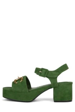 TIMELESS -Jeffrey Campbell Store timeless platform sandal dv green suede gold 6 291364